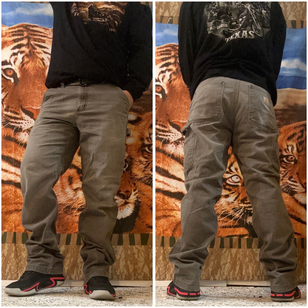 Vintage Carhartt Carpenter Work Pants Men's 34x34 Brown Duck Canvas Relaxed Fit